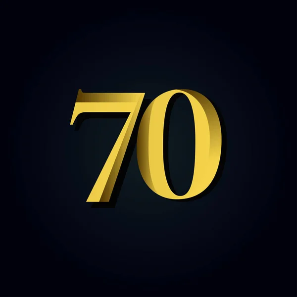 70 Years Anniversary Gold Number Vector Template Design Illustration — Stockový vektor