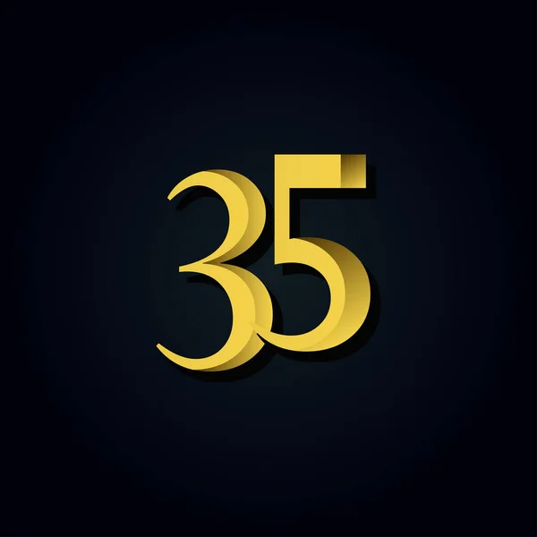 35 Years Anniversary Gold Number Vector Template Design Illustration — 스톡 벡터