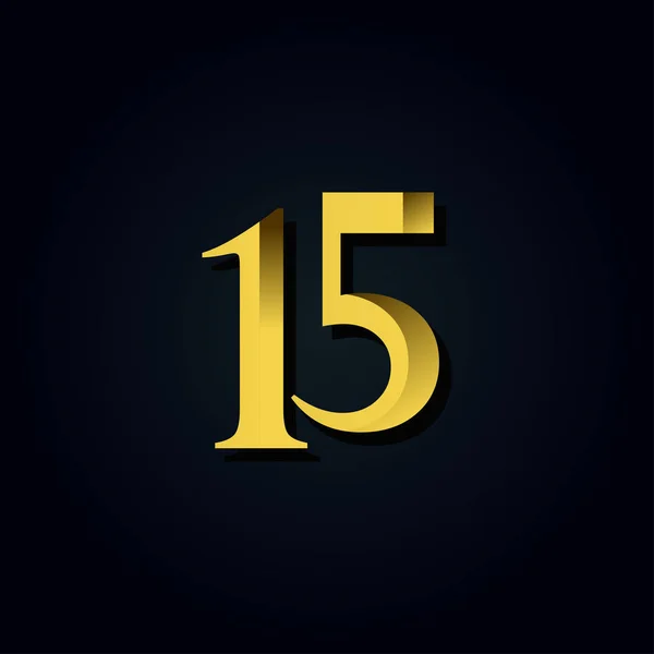 15 Years Anniversary Gold Number Vector Template Design Illustration — 스톡 벡터