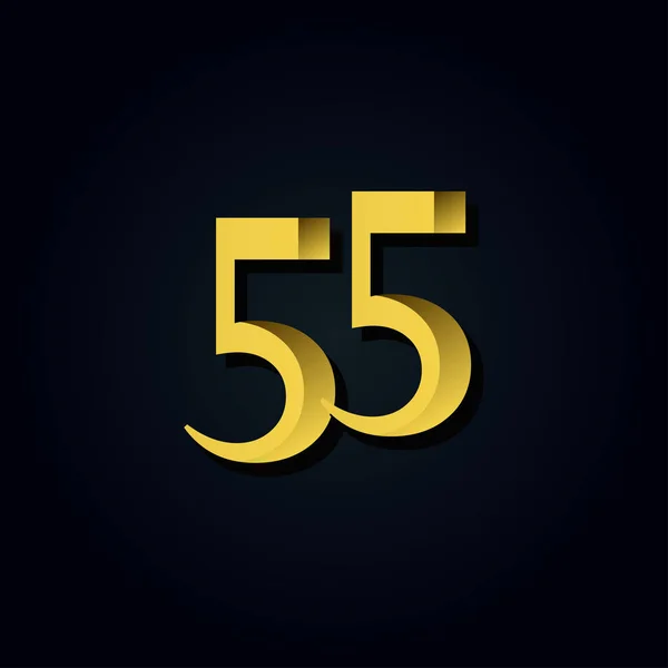 55 Years Anniversary Gold Number Vector Template Design Illustration — Stockový vektor