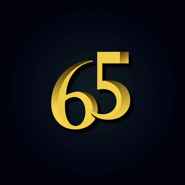 65 Anos Anniversary Gold Number Vector Template Design Illustration — Vetor de Stock