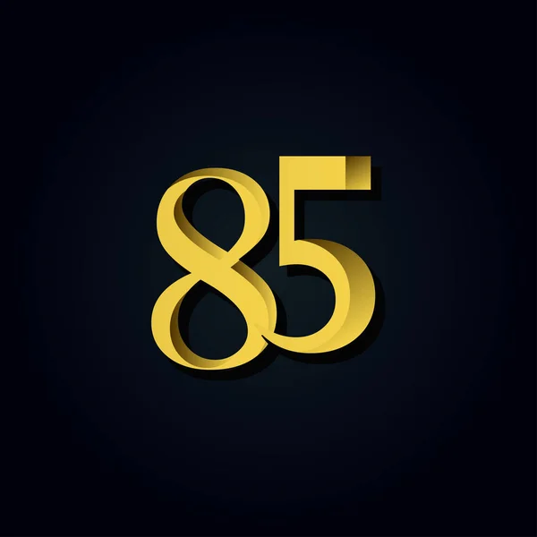 85 Years Anniversary Gold Number Vector Template Design Illustration — 스톡 벡터