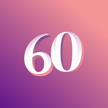 60 Yıl Yıldönümü Gökkuşağı Sayı Vektör Şablonu Tasarım Çizimi