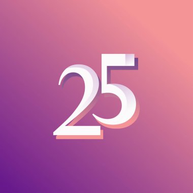 25 Yıl Yıldönümü Gökkuşağı Sayı Vektör Şablonu Tasarım Çizimi