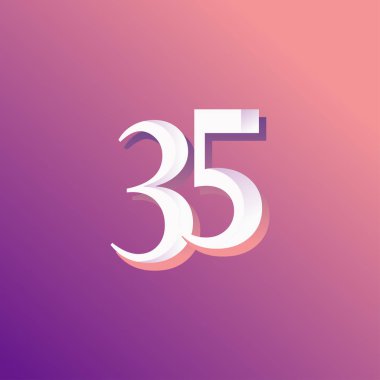 35 Yıl Yıldönümü Gökkuşağı Sayı Vektör Şablonu Tasarım Çizimi