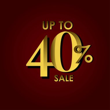 İndirimli Satış Etiketi% 40 'a kadar Kırmızı Altın Şablon Tasarım Çizimi