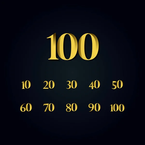 100 Jahre Jubiläum Gold Zahlenvektor Vorlage Design Illustration — Stockvektor