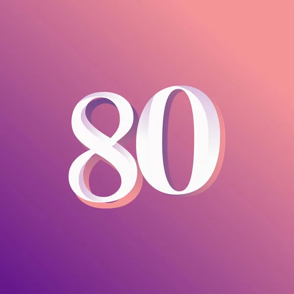 80 Jaar Verjaardag Regenboog Nummer Vector Model Ontwerp Illustratie — Stockvector