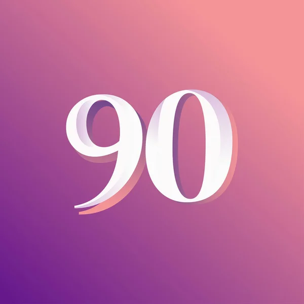 90 anni Anniversario Numero dell'arcobaleno Modello vettoriale Illustrazione di progettazione — Vettoriale Stock