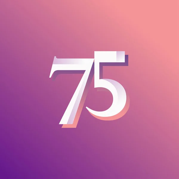 75 Years Anniversary Rainbow Number Vector Template Design Illustration — Stock Vector