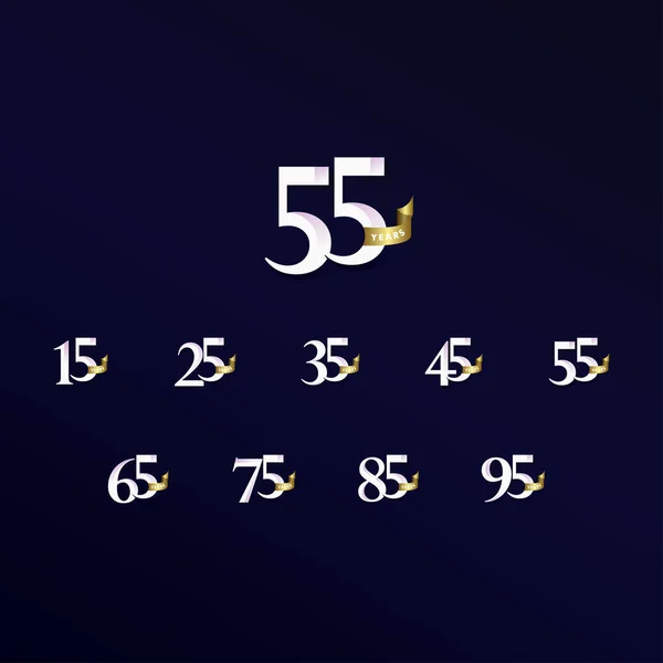 55 años de celebración del aniversario Vector Template Design Illustration — Vector de stock