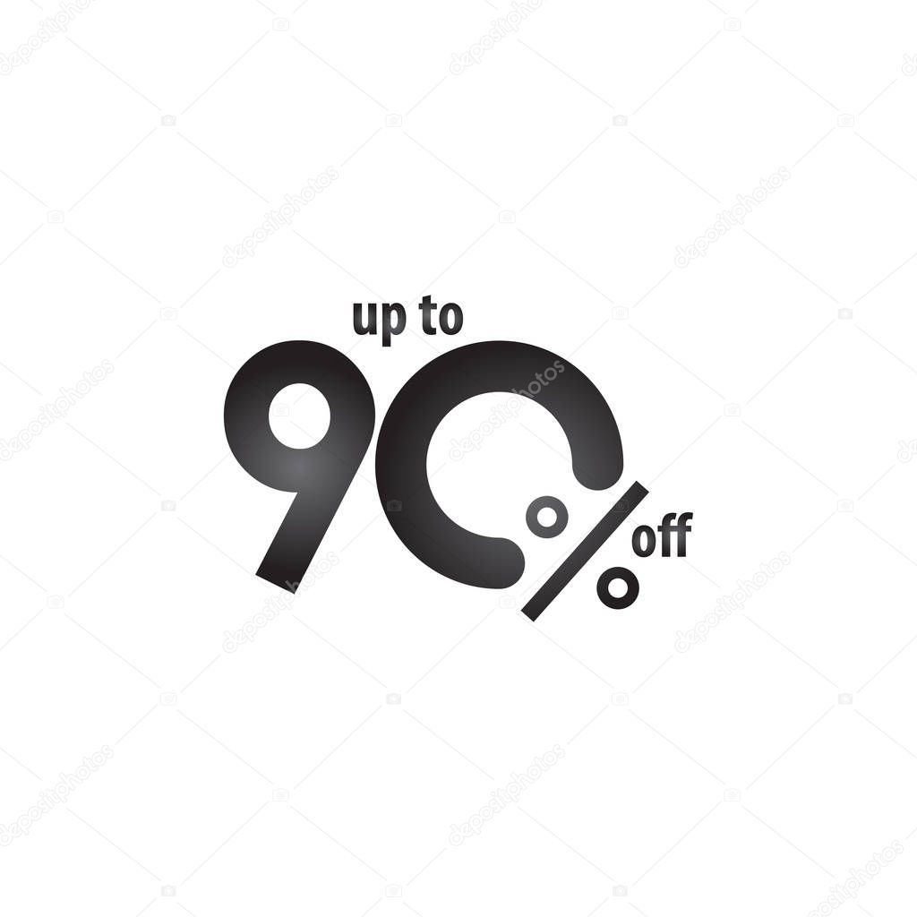Discount Label up to 90% off Vector Template Design Illustration
