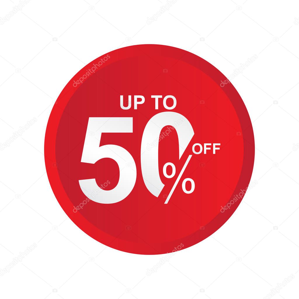 Discount Label up to 50% off Vector Template Design Illustration