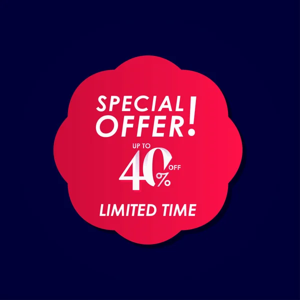 Discount Special Offer up to 40% off Limited Time Label Vector Template Design Illustration — 스톡 벡터