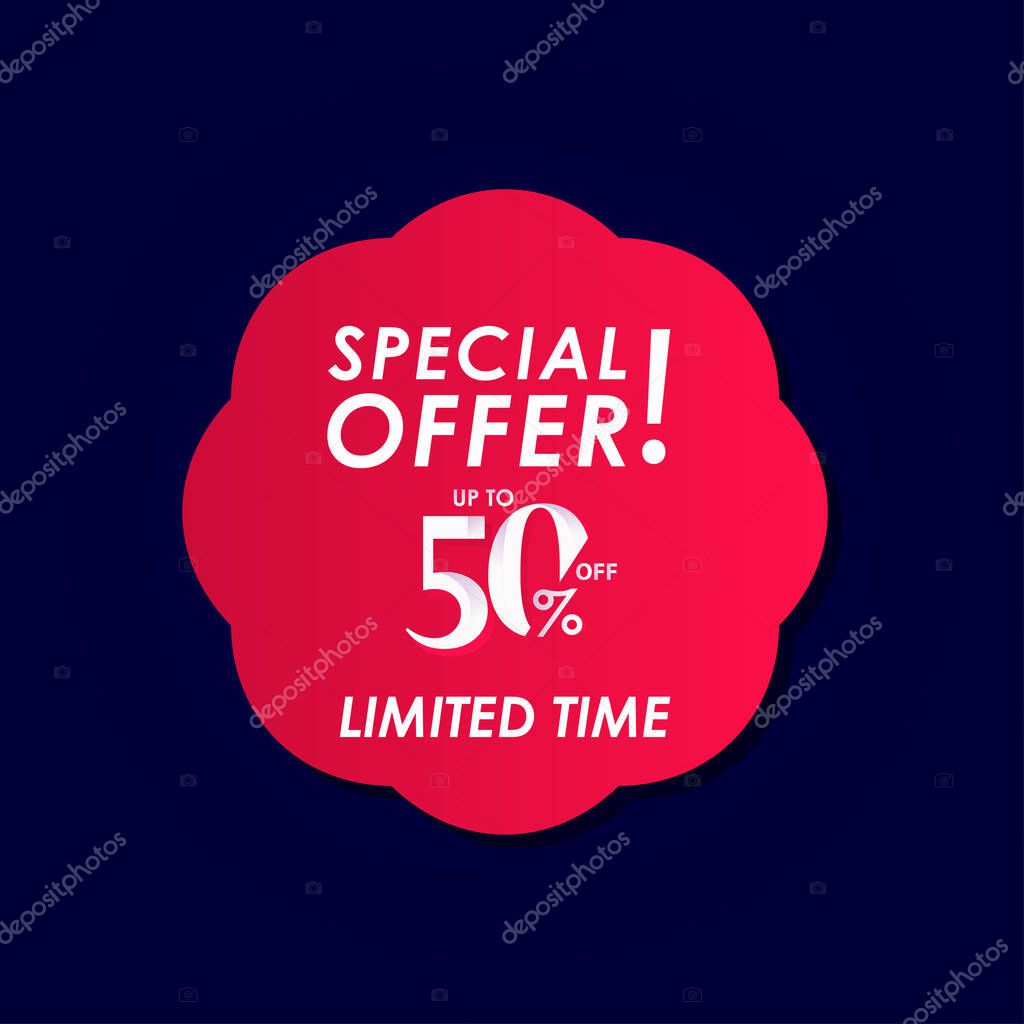 Discount Special Offer up to 50% off Limited Time Label Vector Template Design Illustration