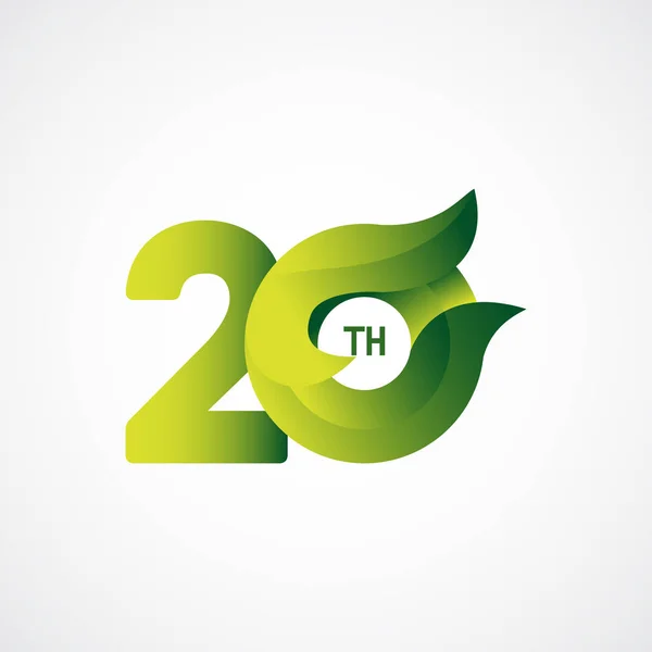 20 Th Jubileum vieringen Groene gradiënt Vector Template Ontwerp Illustratie — Stockvector