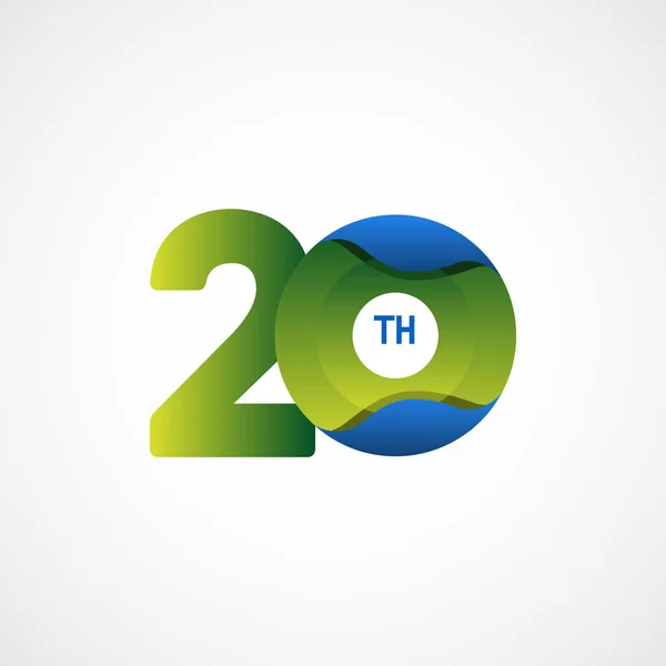 20 Th Anniversario Celebrazioni Verde Blu gradiente Modello vettoriale Design Illustrazione — Vettoriale Stock
