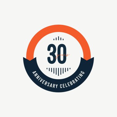 30. Yıldönümü Kutlamaları Retro Turuncu Vektör Şablon Tasarımı Çizimi