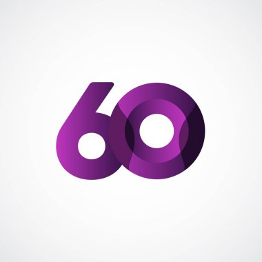 60 Yıl Yıldönümü Kutlamaları Mor Vektör Şablon Tasarımı Çizimi