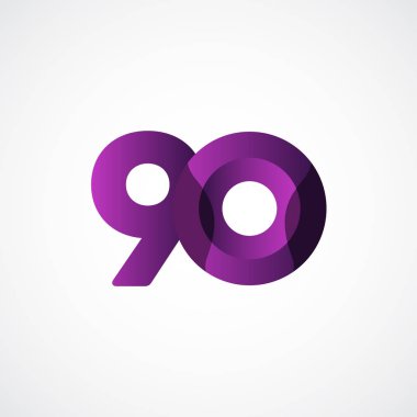 90 Yıl Yıldönümü Kutlamaları Mor Vektör Şablon Tasarımı Çizimi