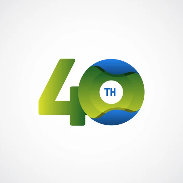 40 η Επέτειος Εορτασμοί Πράσινο μπλε κλίση Διάνυσμα πρότυπο εικονογράφηση — Διανυσματικό Αρχείο