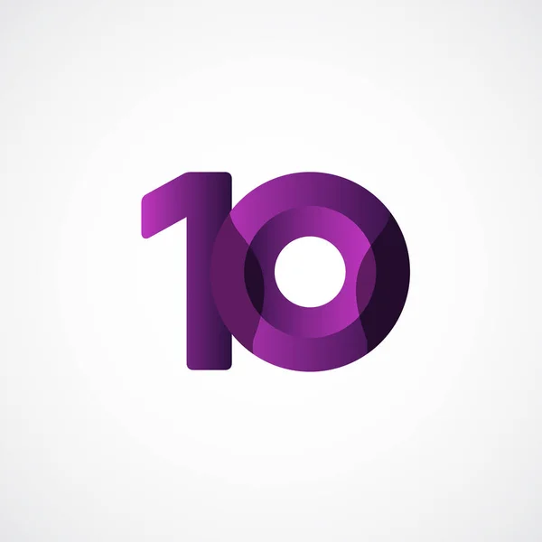 10 Anos Aniversário Celebrations Purple Vector Template Design Ilustração —  Vetores de Stock