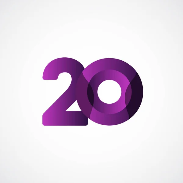 20 Years Anniversary Celebrations Purple Vector Template Design Illustration — 스톡 벡터