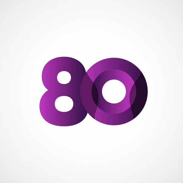 Perayaan Ulang Tahun 80 Tahun Templat: Purple Vector Template Design Illustration - Stok Vektor
