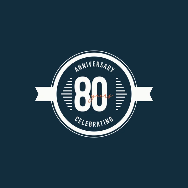 80周年記念レトロサークルベクトルテンプレートデザインイラスト — ストックベクタ