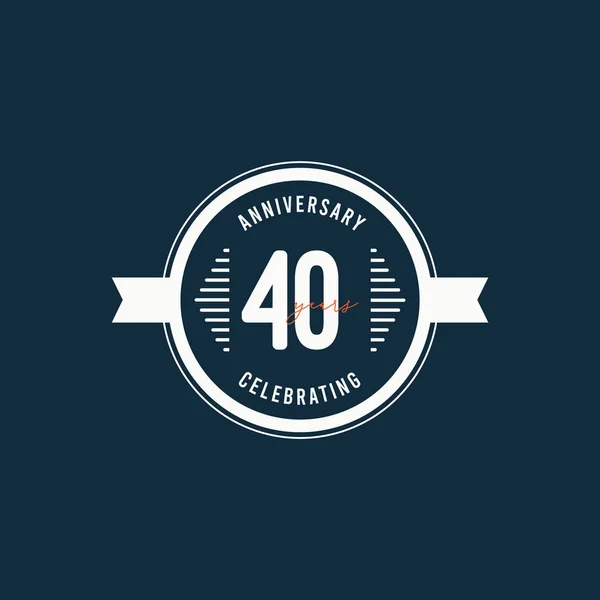 40 Years Anniversary Celebrations Retro Circle Vector Template Design Illustration — 스톡 벡터