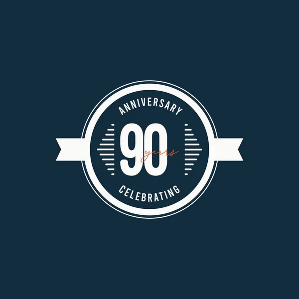 90周年記念レトロサークルベクトルテンプレートデザインイラスト — ストックベクタ