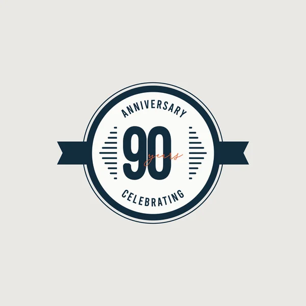 90周年記念レトロサークルベクトルテンプレートデザインイラスト — ストックベクタ
