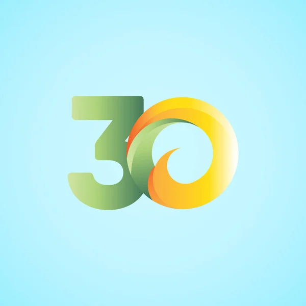 Célébrations du 30e anniversaire Modèle vectoriel vert jaune Illustration — Image vectorielle