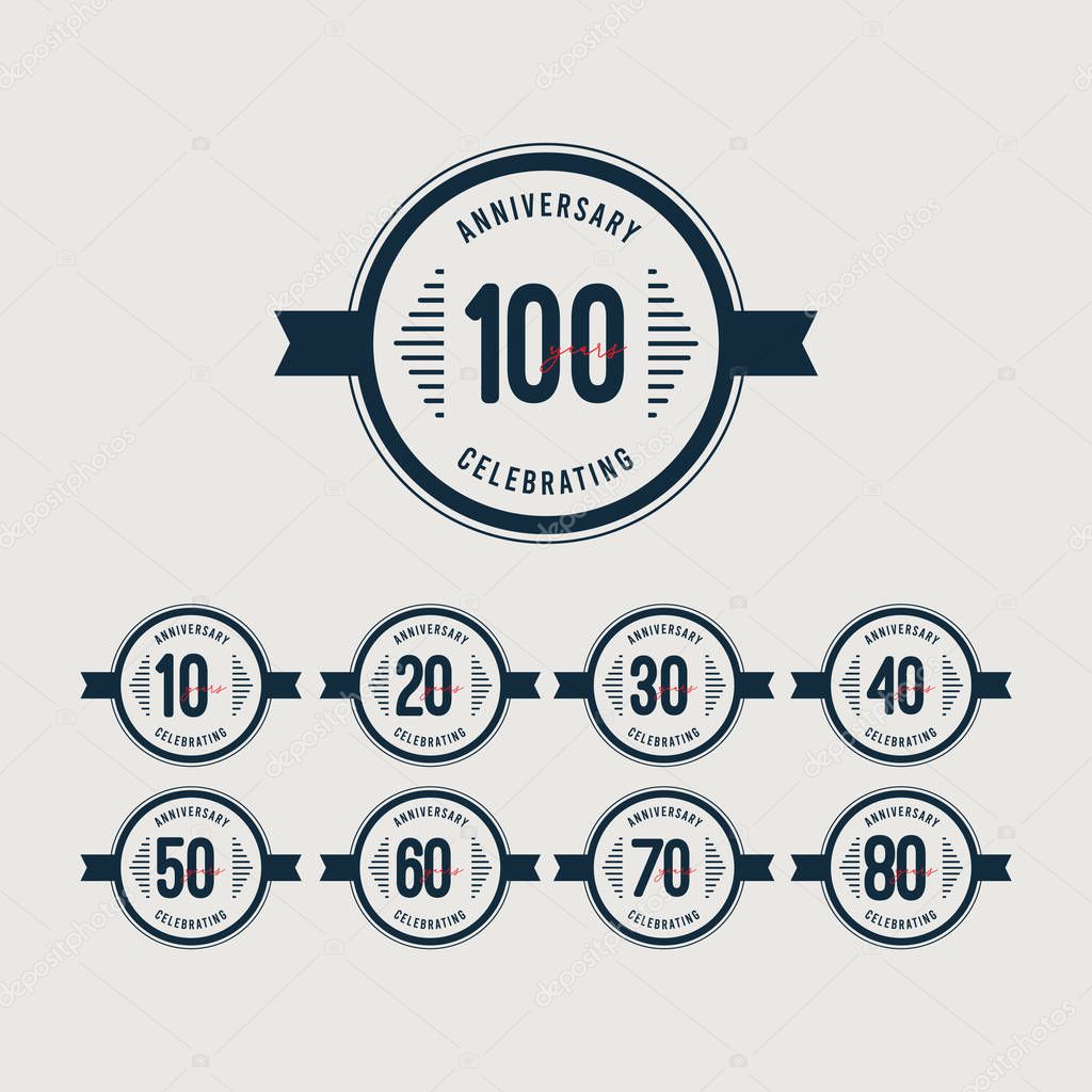 100 Years Anniversary Celebrations Retro Circle Vector Template Design Illustration