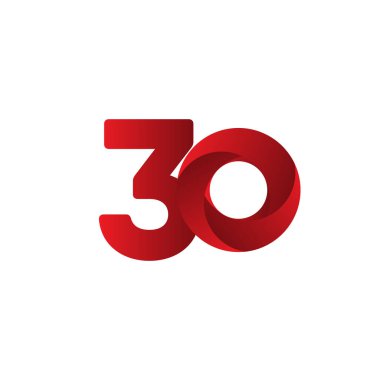 30 Yıl Yıldönümü Kutlaması Kırmızı Vektör Şablonu Tasarım Çizimi