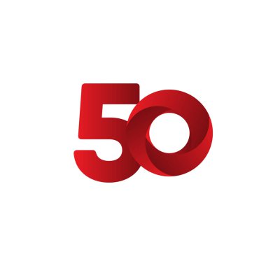 50 Yıl Yıldönümü Kutlaması Kırmızı Vektör Şablonu Tasarım Çizimi