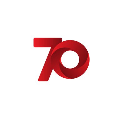70 Yıl Yıldönümü Kutlaması Kırmızı Vektör Şablonu Tasarım Çizimi