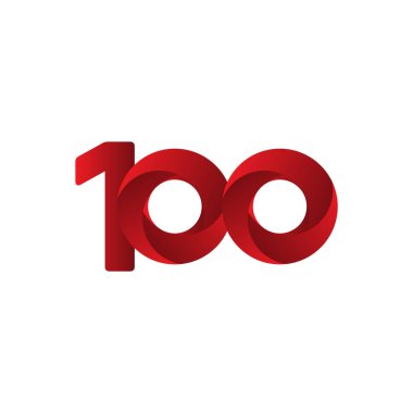 100 Yıl Yıldönümü Kutlaması Kırmızı Vektör Şablonu Tasarım Çizimi