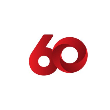 60 Yıl Yıldönümü Kutlaması Kırmızı Vektör Şablonu Tasarım Çizimi