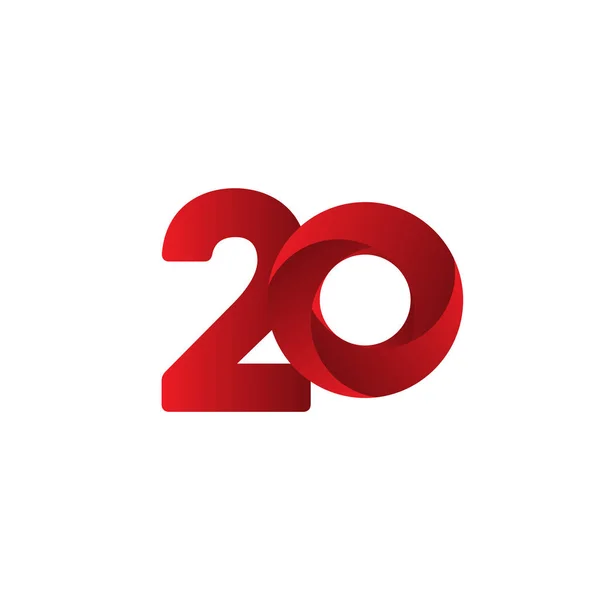 20 Yıl Yıldönümü Kırmızı Vektör Şablonu Tasarım Çizimi Kutlaması — Stok Vektör