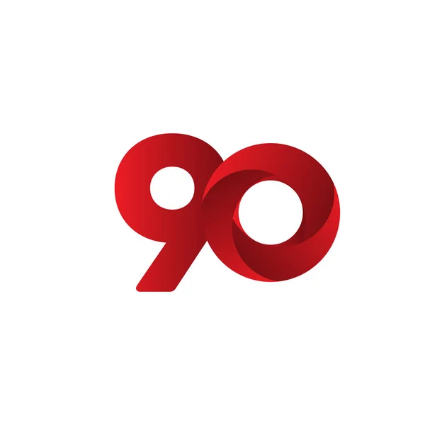 90 Years Anniversary Celebration Red Vector Template Design Illustration — 스톡 벡터