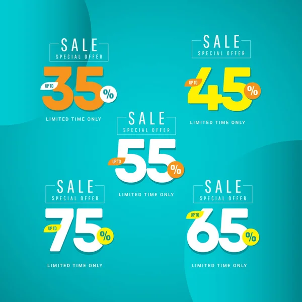 Sale Special Offer up to 35% 45% 55% 65% 75% Limited Time Only Vector Template Design Illustration — Stock Vector