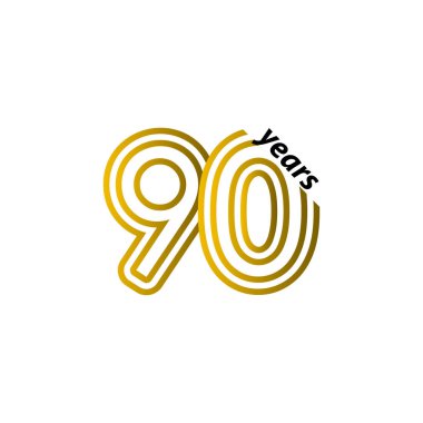 90 Yıl Yıldönümü Kutlama Hattı Altın Vektör Şablonu Tasarım Çizimi