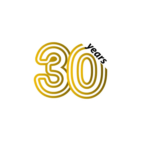 30 Years Anniversary Celebration Line Gold Vector Template Design Illustration — 스톡 벡터