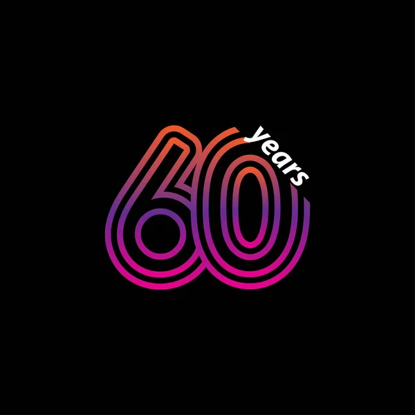 60 Jaar verjaardag Celebration Line Kleur Retro Vector Template Ontwerp Illustratie — Stockvector