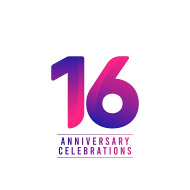 16 Yıl Yıldönümü Kutlamaları Vektör Şablon Tasarımı Çizimi