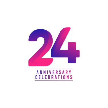 24 Years Anniversary Celebrations Vector Template Design Illustration