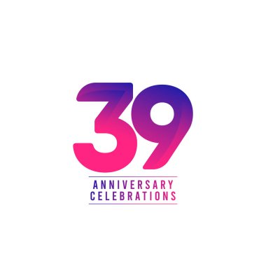 39 Yıl Yıldönümü Kutlaması Vektör Şablon Tasarımı Çizimi