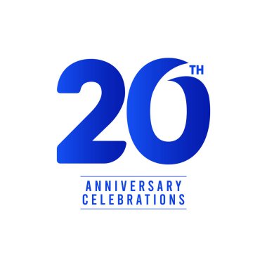 20. Yıldönümü Kutlama Vektör Şablonu Tasarım Çizimi