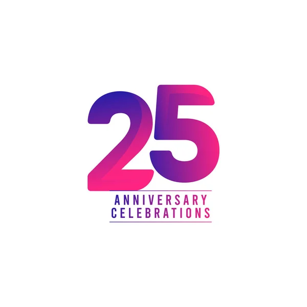 25 jaar jubileum vieringen Vector Template Ontwerp Illustratie — Stockvector